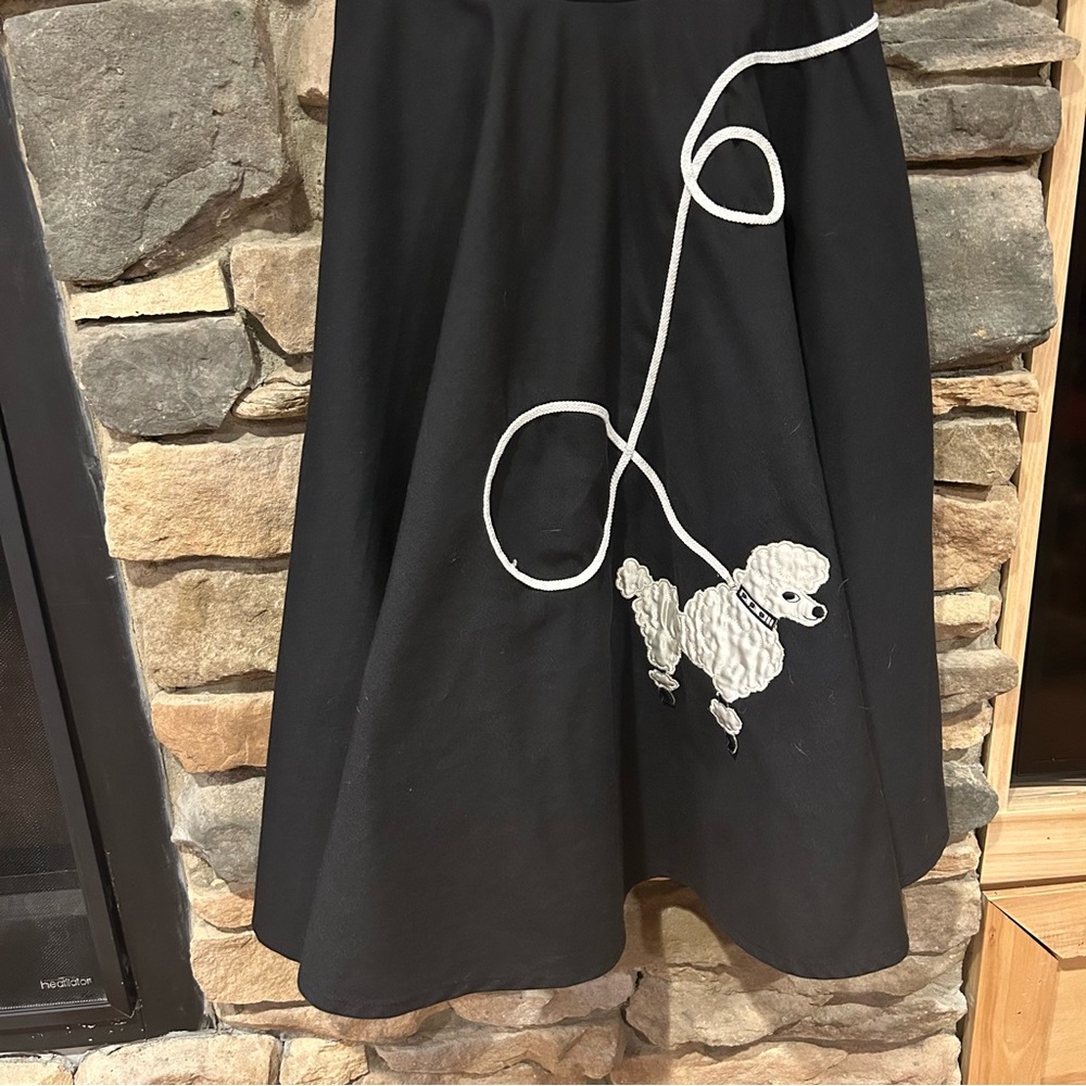 Elegant Black Skirt with‎ Poodle Design